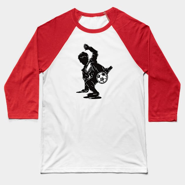 Footballer Silhouette 4 Baseball T-Shirt by BoldLineImages18